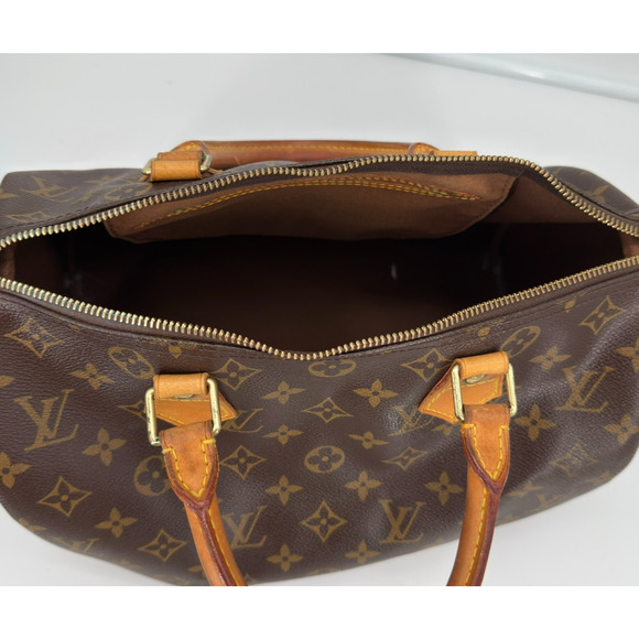 Louis Vuitton Monogram Speedy 30 Boston Bag Hand Brown M41526 Made in USA 2006 - Picture 11 of 16